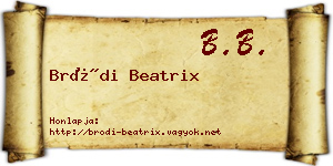 Bródi Beatrix névjegykártya